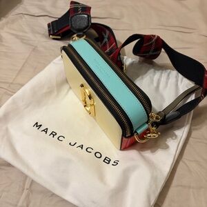 Marc Jacobs Cream and Turquoise Snapshot Camera Crossbody Bag